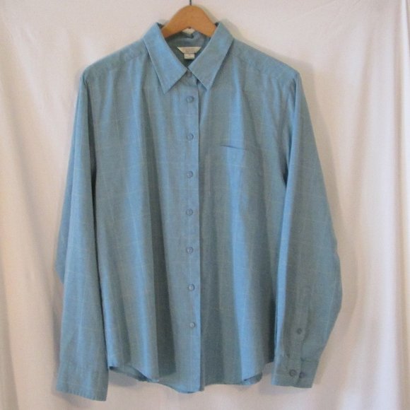 Christopher & Banks Women's XL Blue Plaid Button Up Blouse, Back Pleats,… - Picture 1 of 7